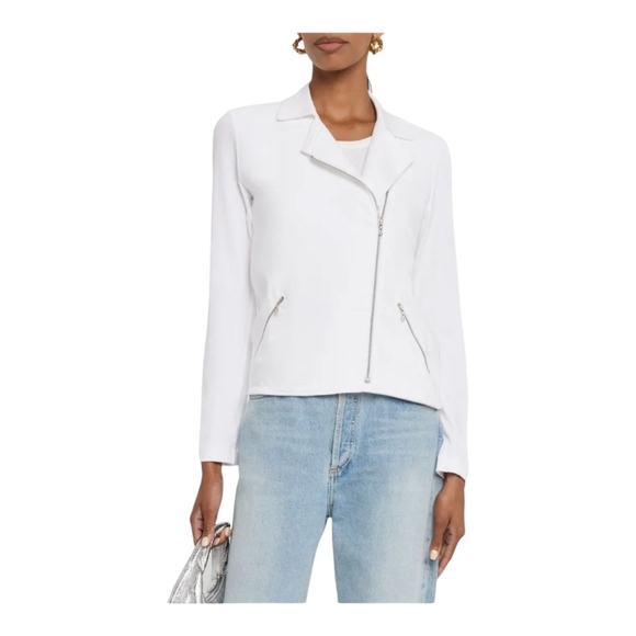 Majestic Filatures Womens Jacket White Size XL EU 4 French Terry Moto Full Zip - Picture 4 of 15